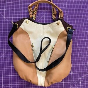 Two-Tone Leather Shoulder Bag